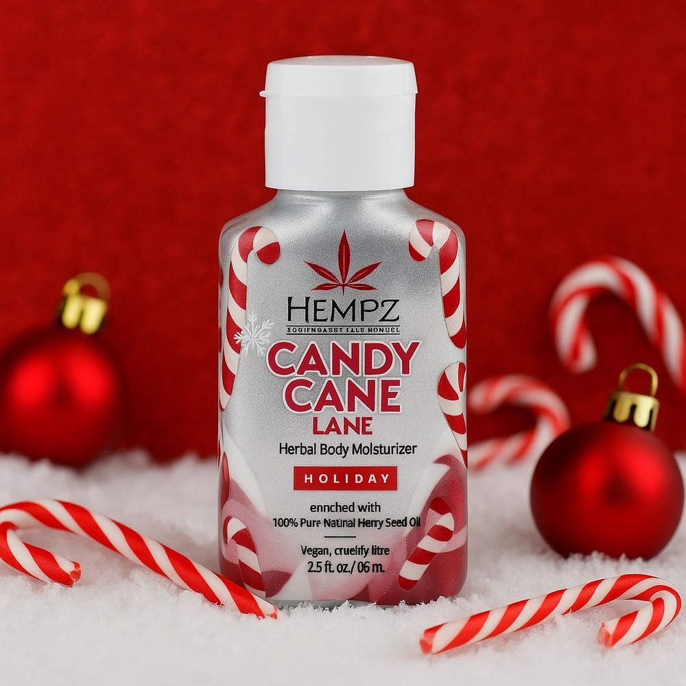 Hempz Candy Cane Lane Herbal Body Moisturizer – Holiday Limited Edition –2.25 oz